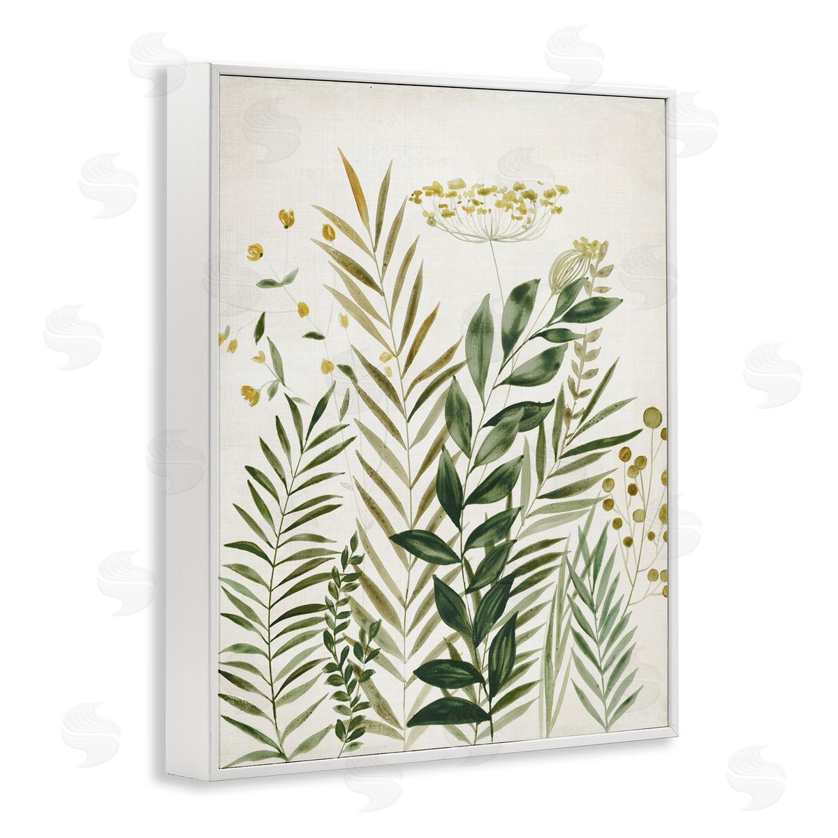 Palm Leaves & Herbs White Frame Print Wall Art, Home Decor by Hannah Dawson