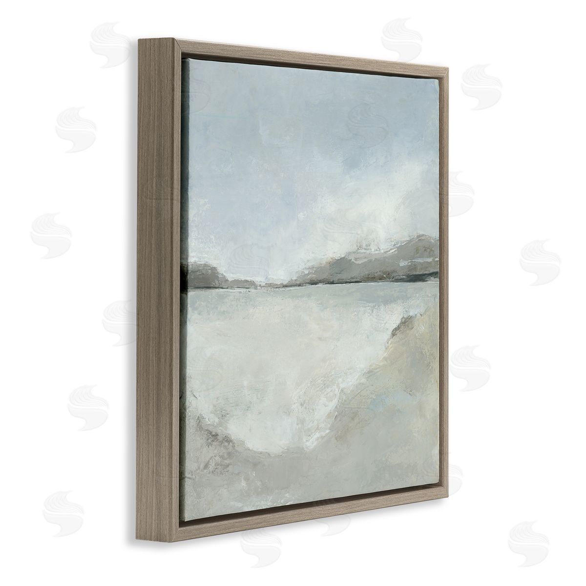 Abstract Distressed Beach Brown Floating Frame Canvas Wall Art, Home Decor by Hannah Dawson