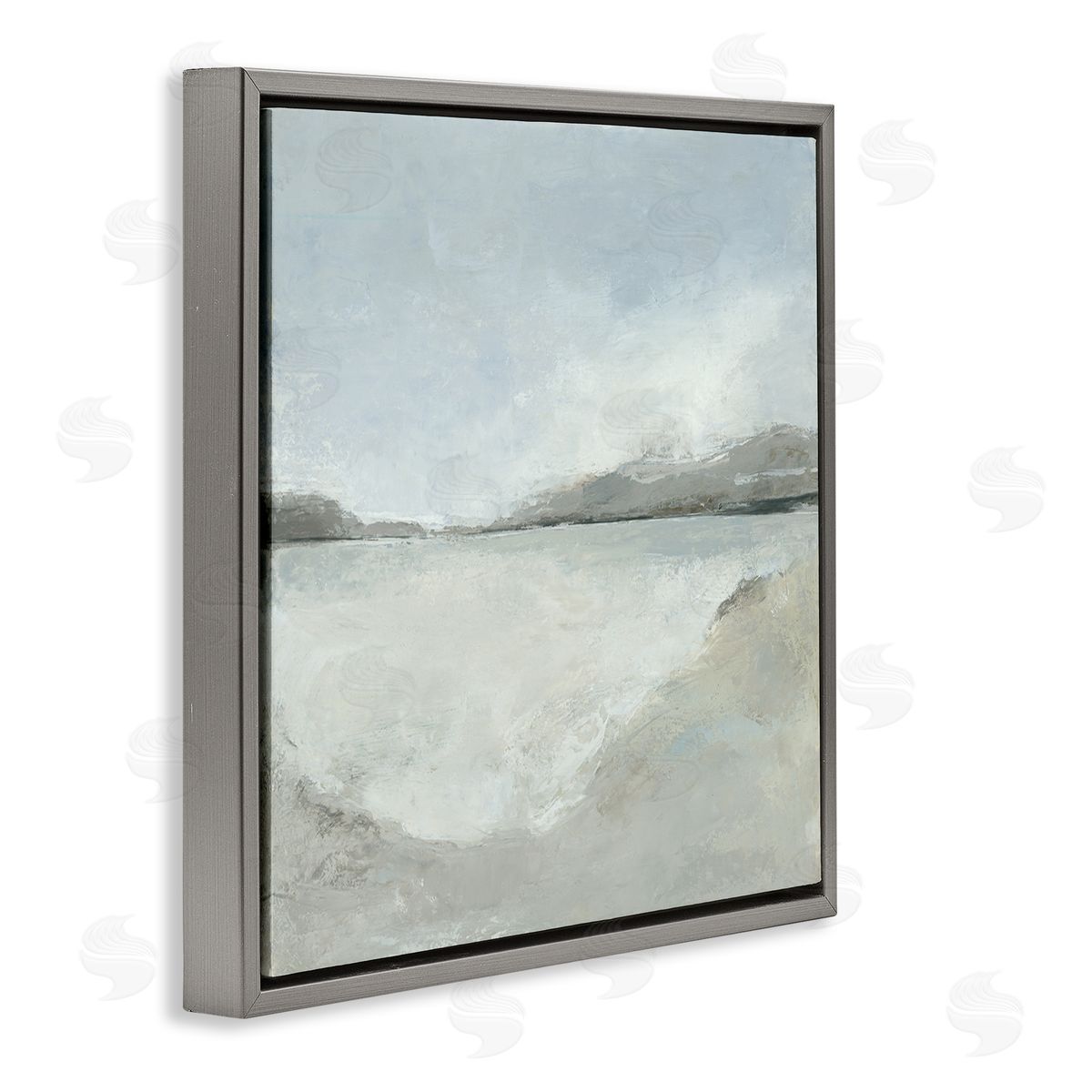 Abstract Distressed Beach Grey Floating Frame Canvas Wall Art, Home Decor by Hannah Dawson