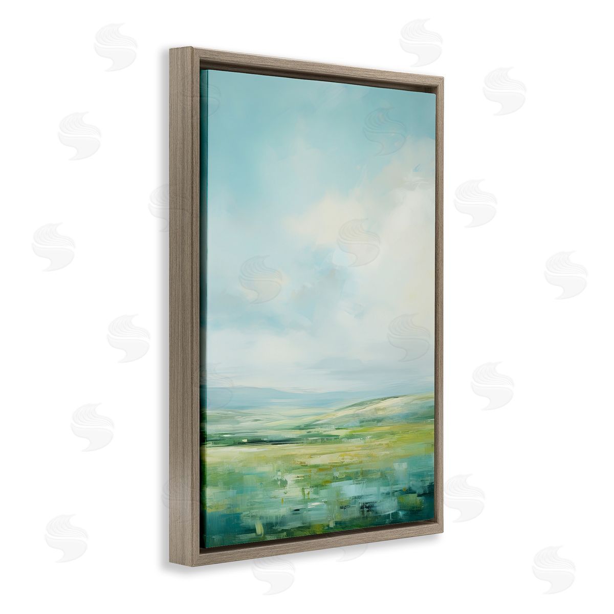 Scenic Countryside Clouds Brown Floating Frame Canvas Wall Art, Home Decor by Raymond Powers