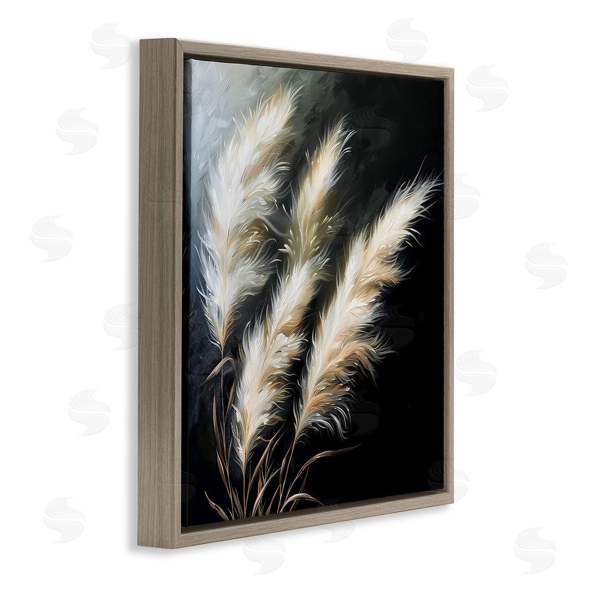 Wispy Wheat Stalks Brown Floating Frame Canvas Wall Art, Home Decor by Raymond Powers