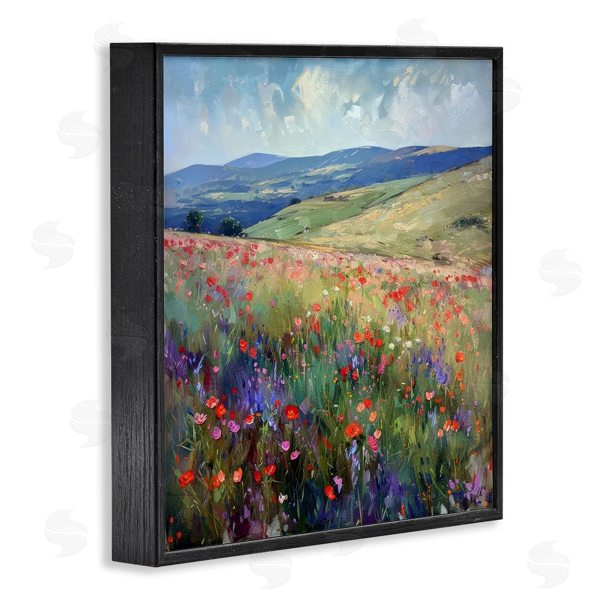 Rolling Meadow Flowers Black Frame Print Wall Art, Home Decor by Raymond Powers