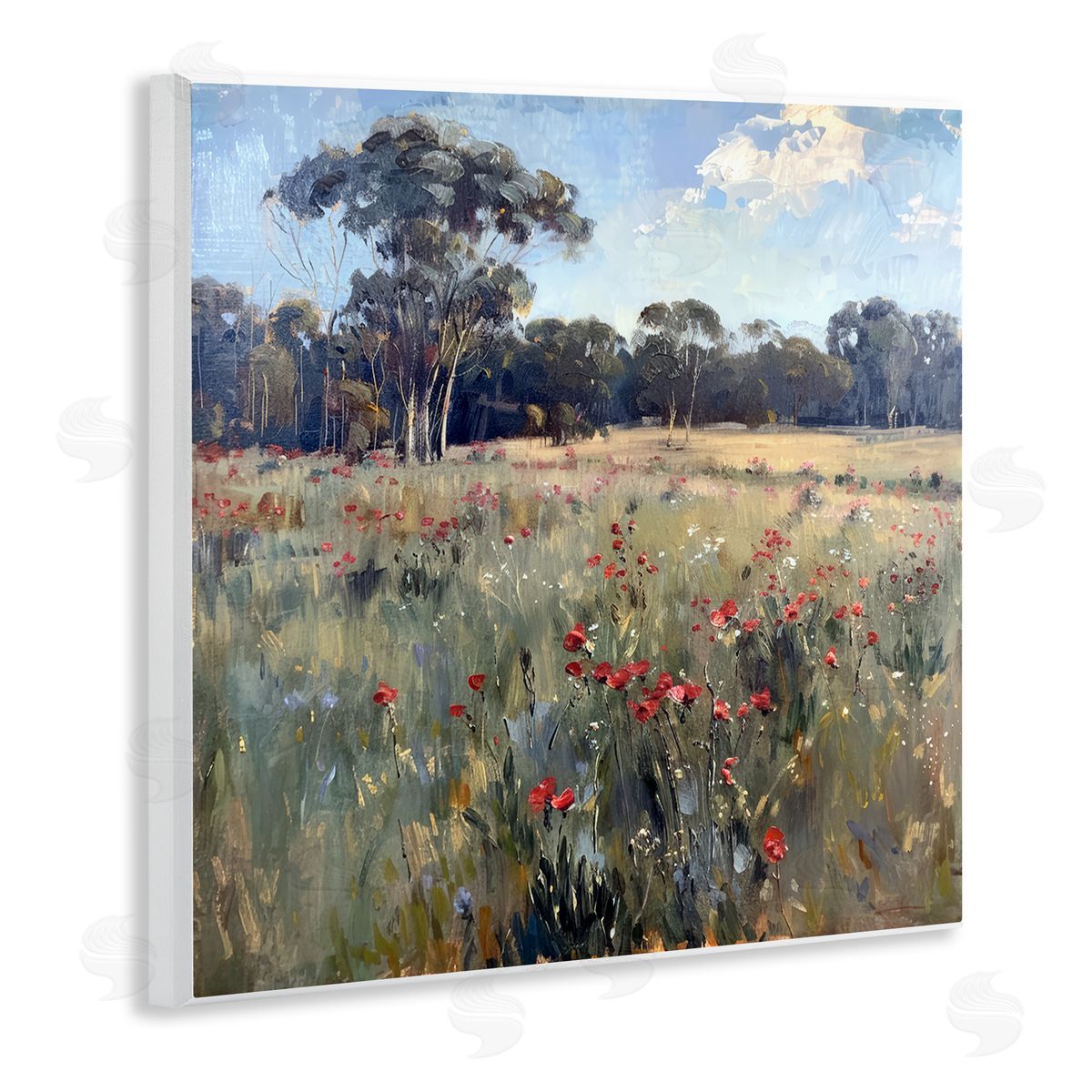 Poppies in Vast Field Wood Plaque Wall Art, Home Decor by Raymond Powers
