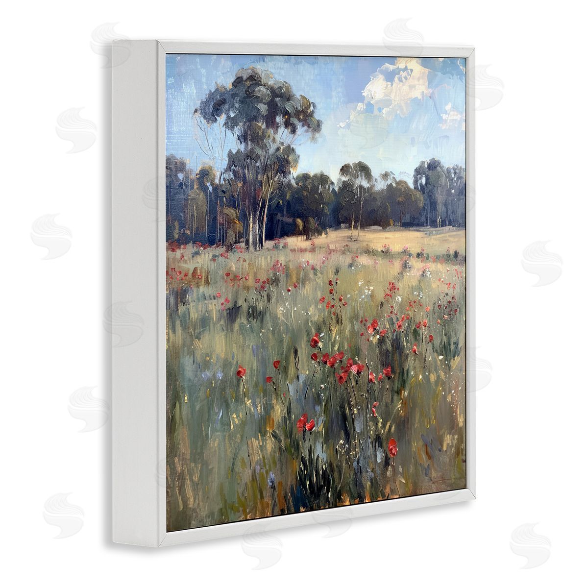 Poppies in Vast Field White Frame Print Wall Art, Home Decor by Raymond Powers