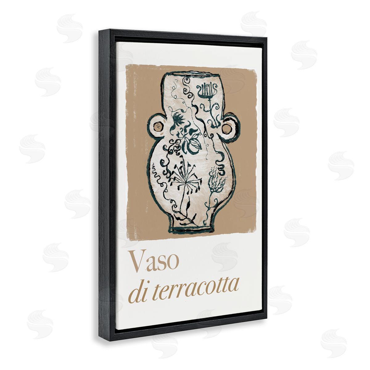 Natural Terracotta Vase Black Floating Frame Canvas Wall Art, Home Decor by cartissi