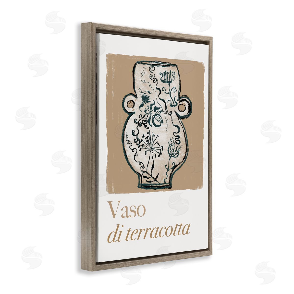 Natural Terracotta Vase Brown Floating Frame Canvas Wall Art, Home Decor by cartissi