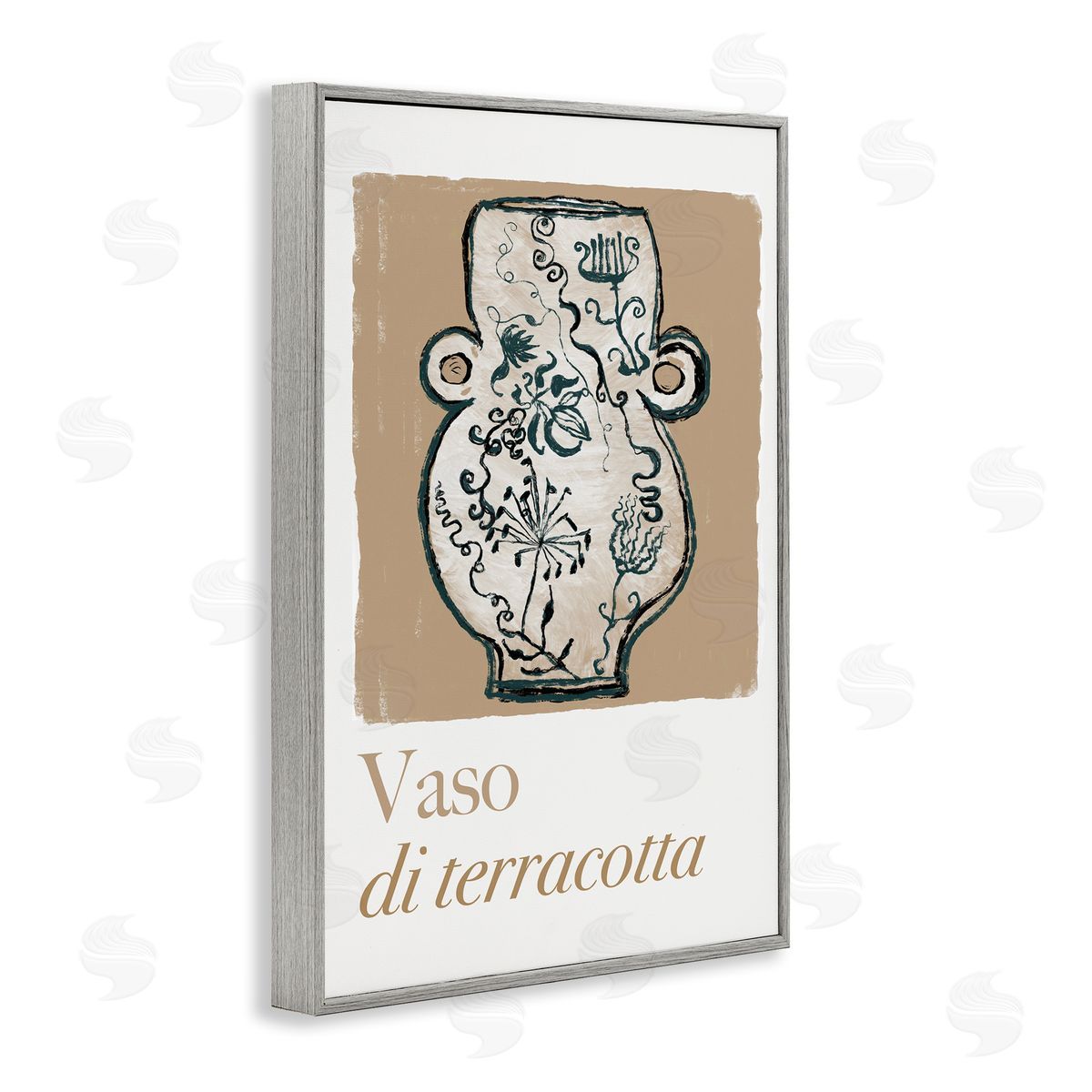 Natural Terracotta Vase Grey Frame Print Wall Art, Home Decor by cartissi