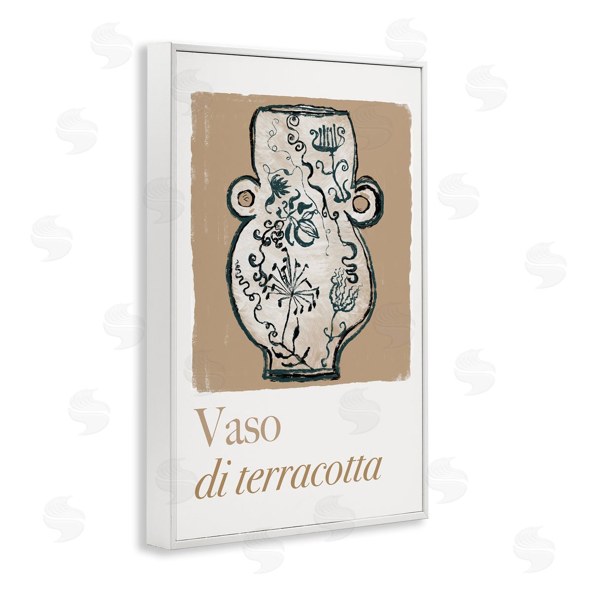 Natural Terracotta Vase White Frame Print Wall Art, Home Decor by cartissi