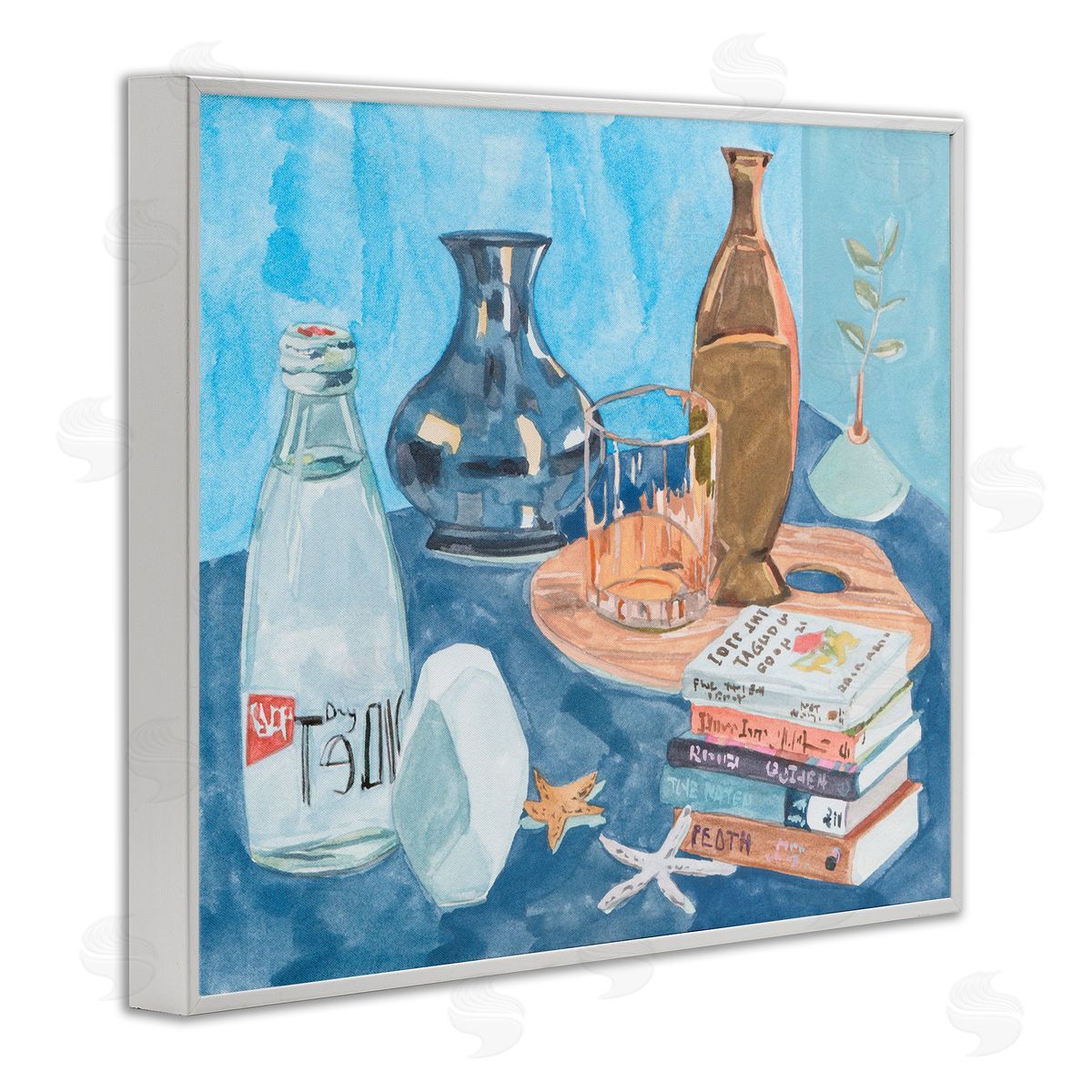 Still Life with Book Stack White Frame Print Wall Art, Home Decor by Melissa Wang