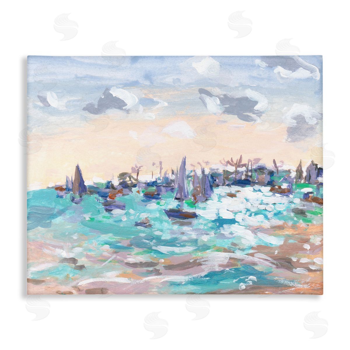 Sailboats in Rushing Waves Canvas Wall Art, Home Decor by Melissa Wang