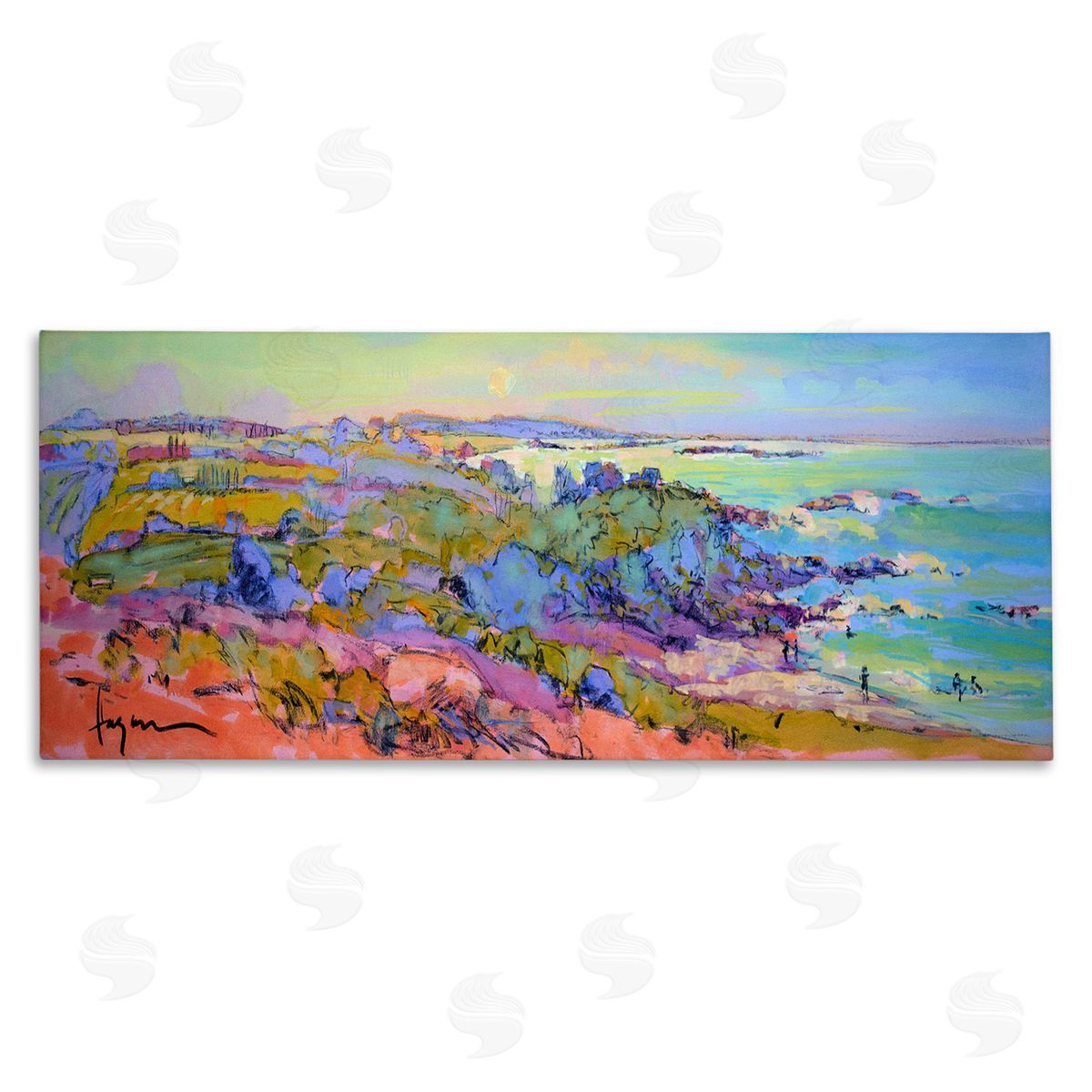 Sunset Beachgoers View Canvas Wall Art, Home Decor by June Erica Vess