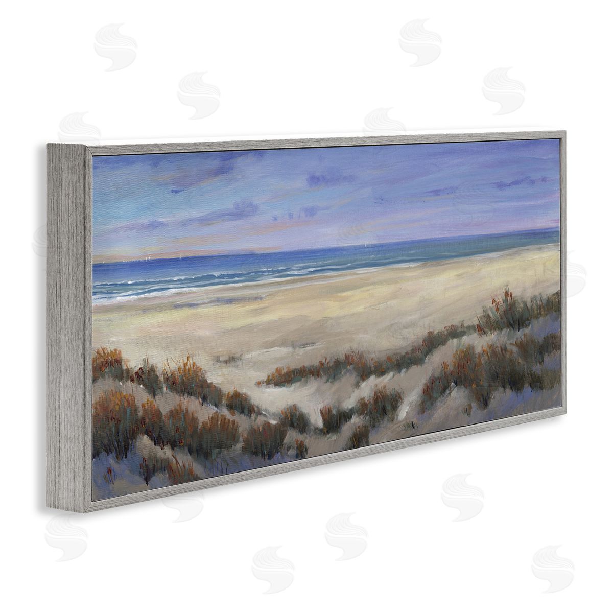 Traditional Grassy Beach Grey Frame Print Wall Art, Home Decor by Regina Moore