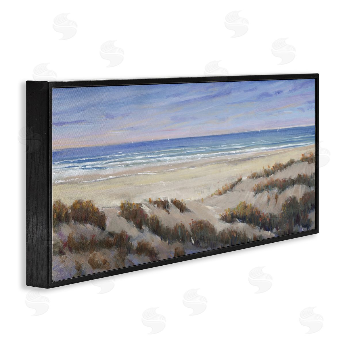Grassy Beach View Black Frame Print Wall Art, Home Decor by Regina Moore
