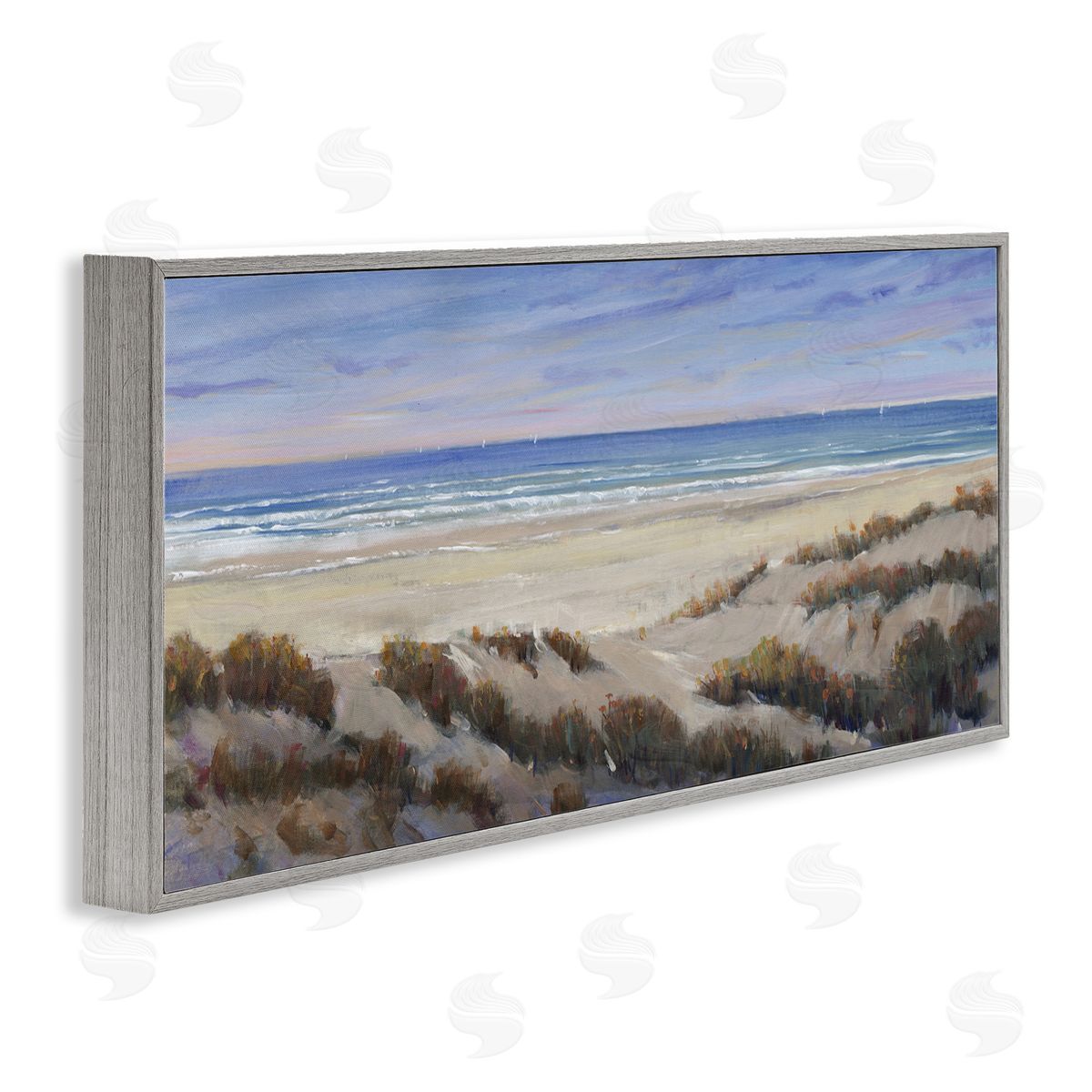 Grassy Beach View Grey Frame Print Wall Art, Home Decor by Regina Moore