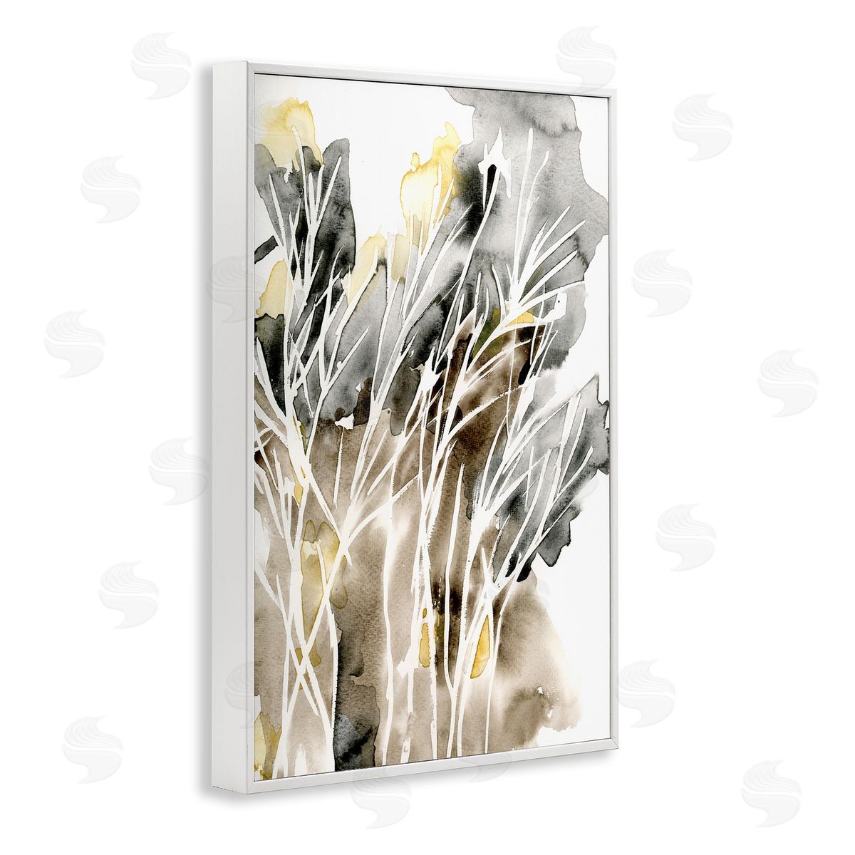 White Strands Watercolor White Frame Print Wall Art, Home Decor by Regina Moore