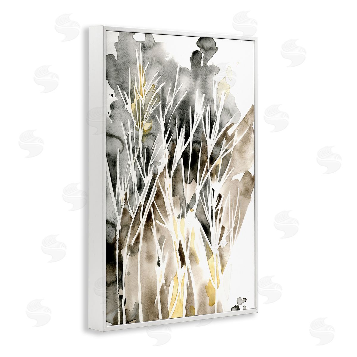 Abstract Sprigs Watercolor White Frame Print Wall Art, Home Decor by Regina Moore