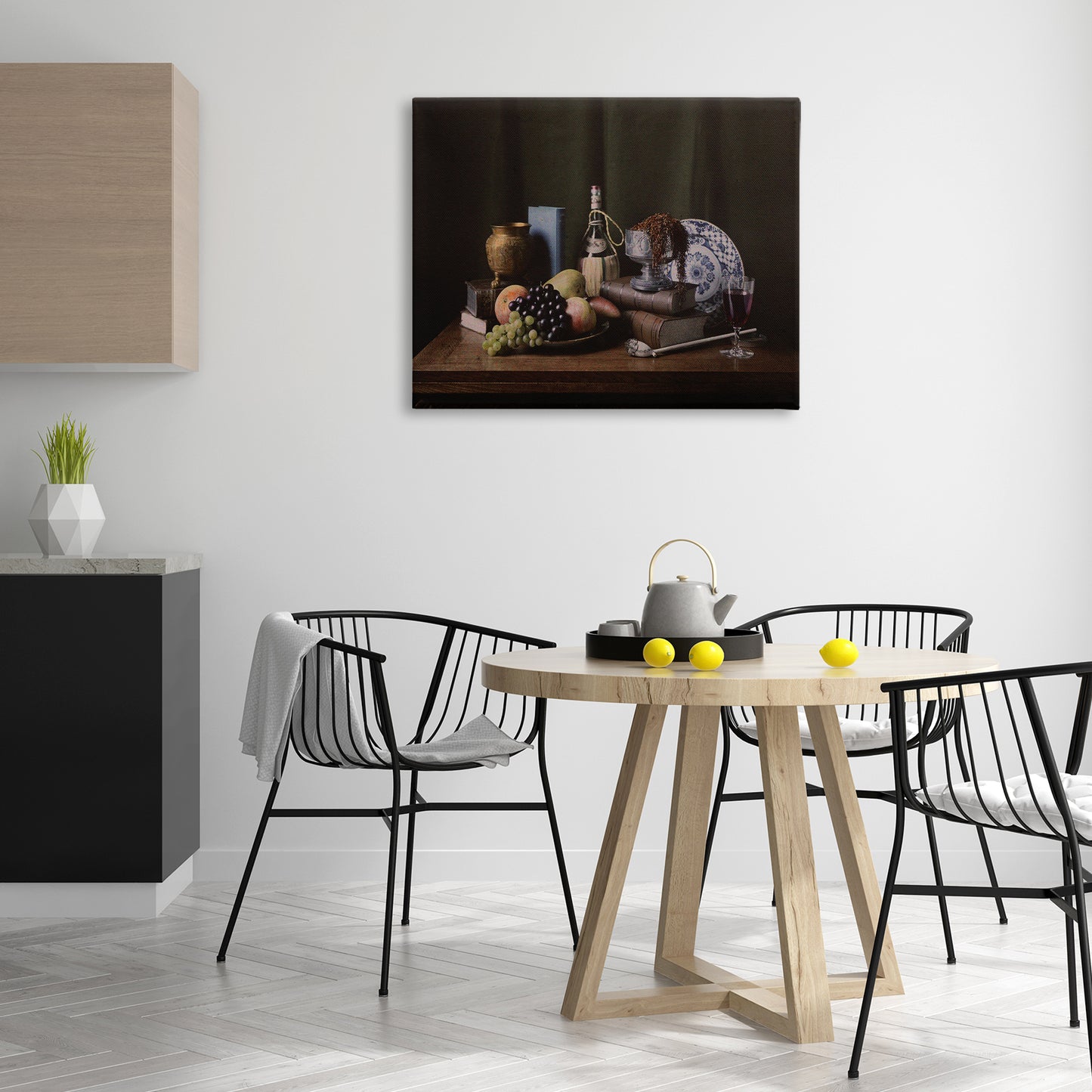 Dark Vanitas Still Life Canvas Wall Art in Room, Home Decor by Unknown