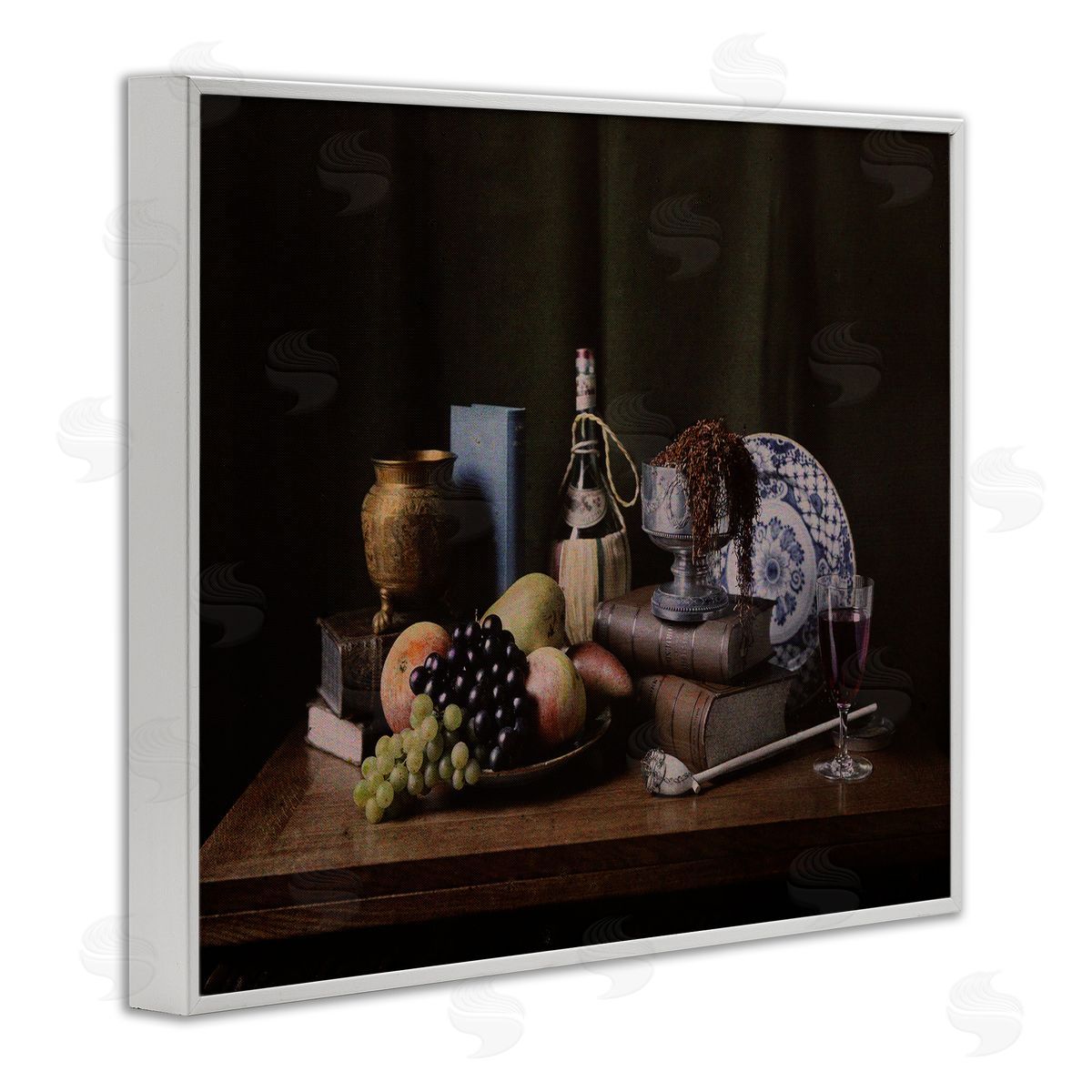 Dark Vanitas Still Life White Frame Print Wall Art, Home Decor by Unknown