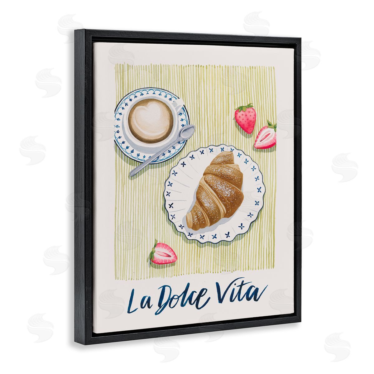 La Dolce Vita Brunch Black Floating Frame Canvas Wall Art, Home Decor by Grace Popp