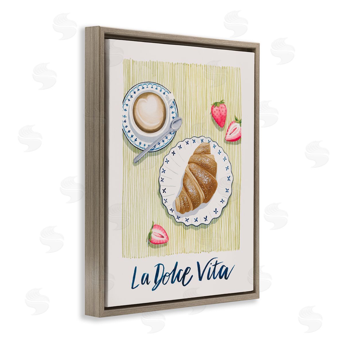 La Dolce Vita Brunch Brown Floating Frame Canvas Wall Art, Home Decor by Grace Popp