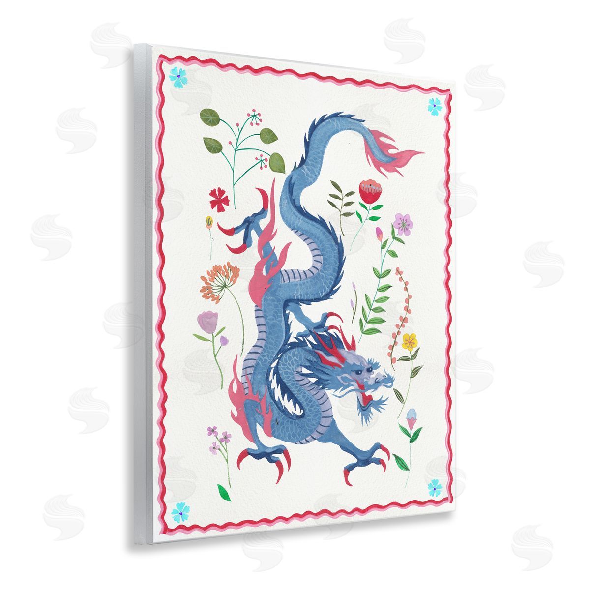 Cultural Dragon & Plants Wood Plaque Wall Art, Home Decor by Melissa Wang