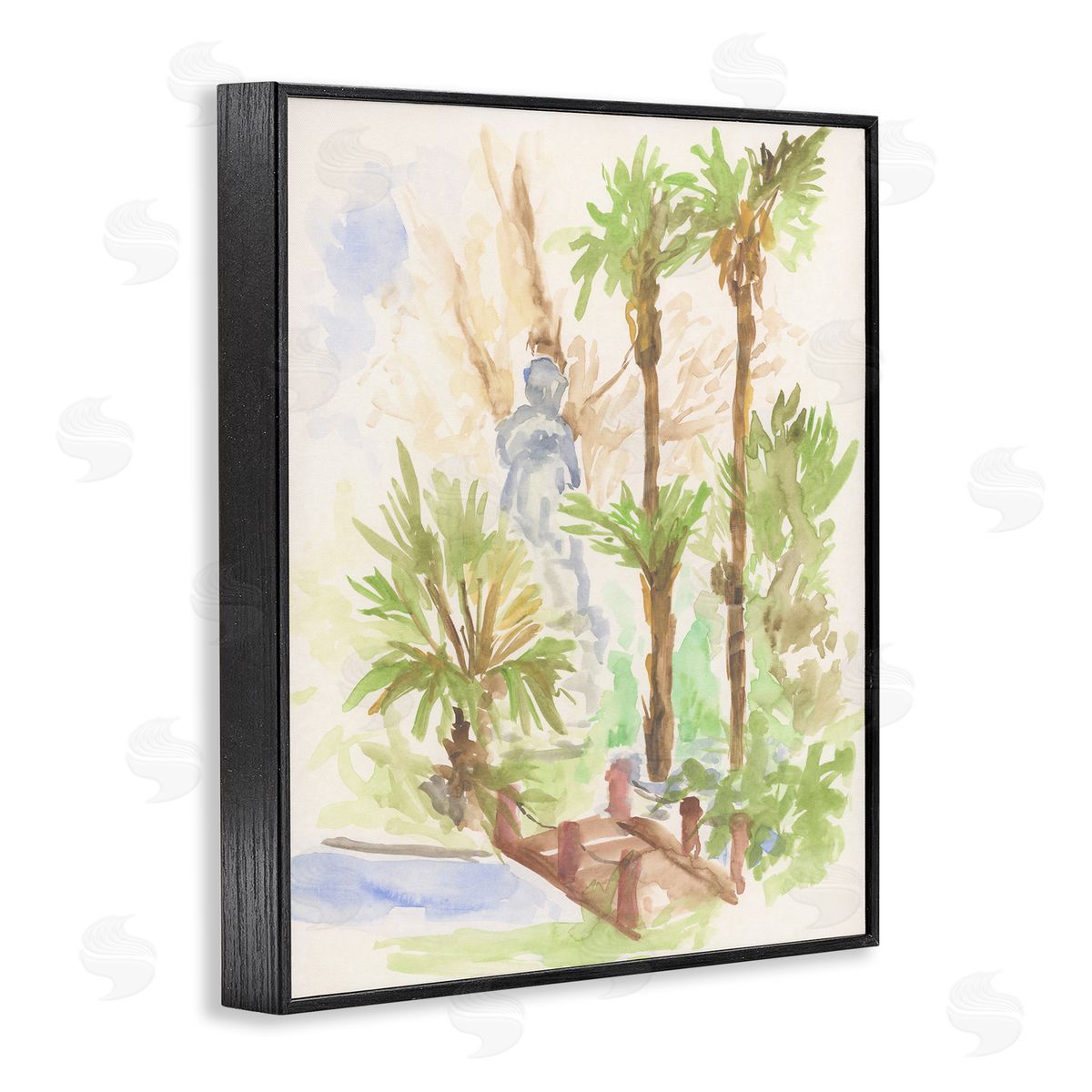 Bridge over River Abstract Black Frame Print Wall Art, Home Decor by June Erica Vess