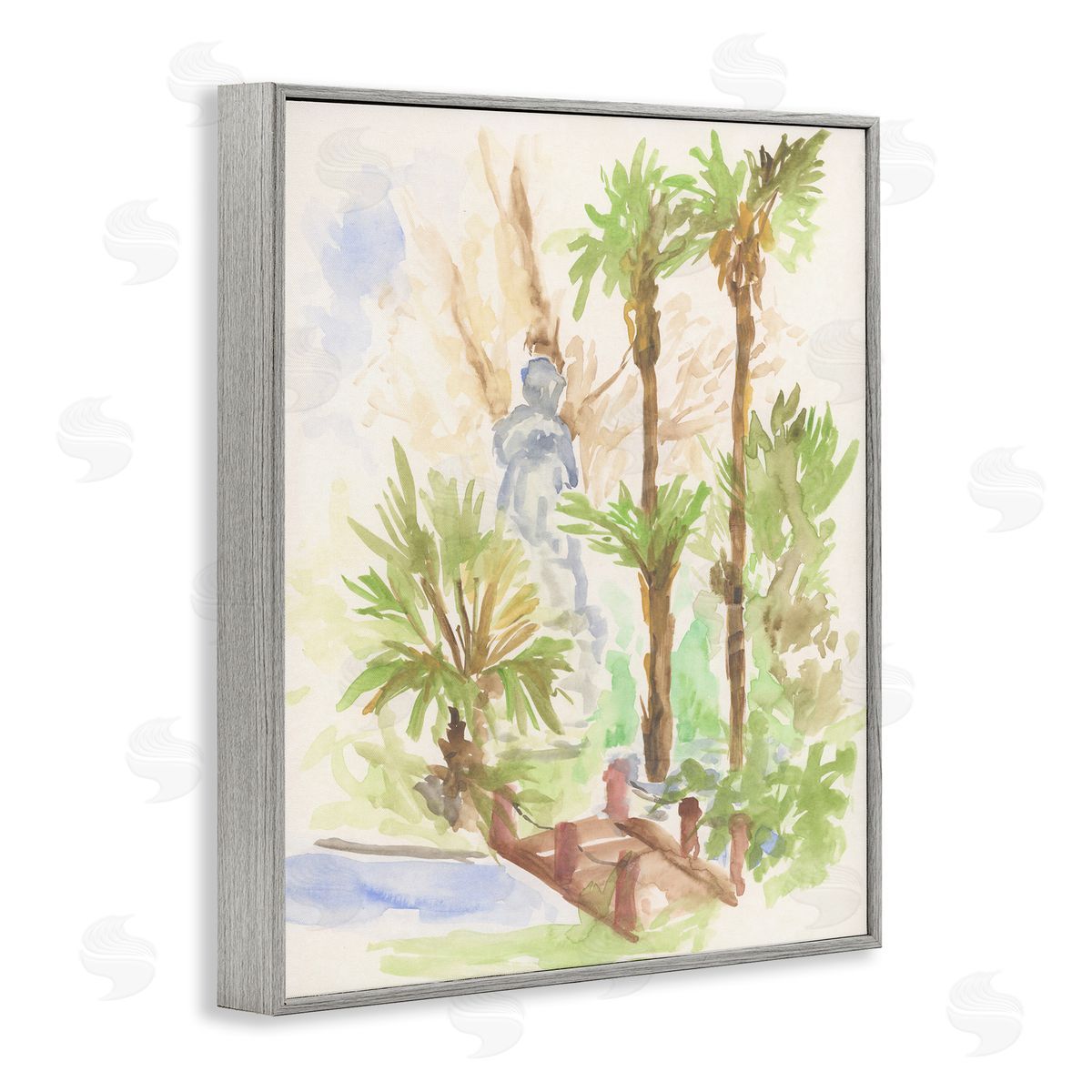 Bridge over River Abstract Grey Frame Print Wall Art, Home Decor by June Erica Vess