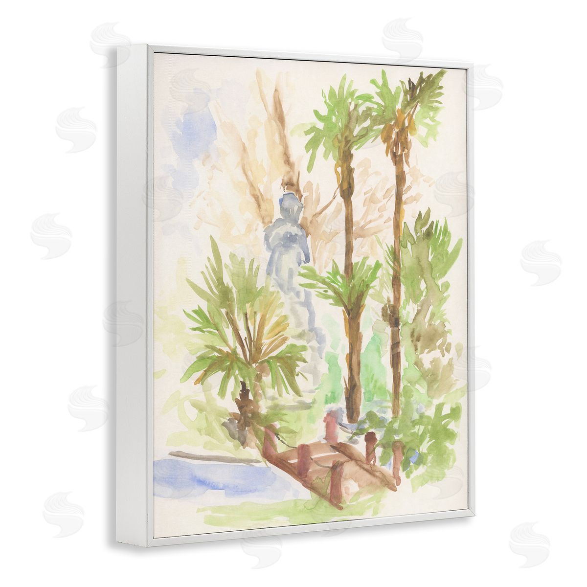 Bridge over River Abstract White Frame Print Wall Art, Home Decor by June Erica Vess