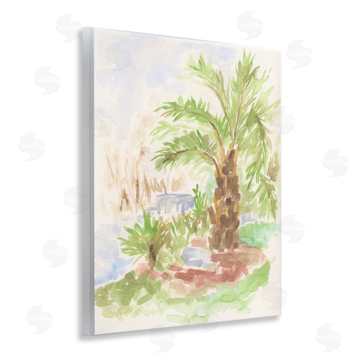 Palm Tree River's Edge Wood Plaque Wall Art, Home Decor by June Erica Vess