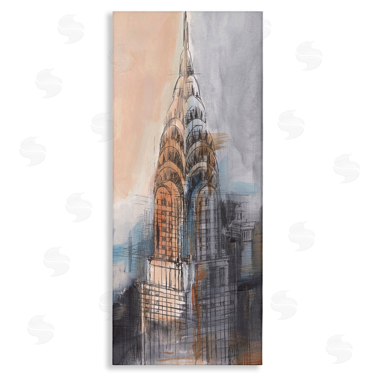 City Tower Sketch Canvas Wall Art, Home Decor by Ethan Harper