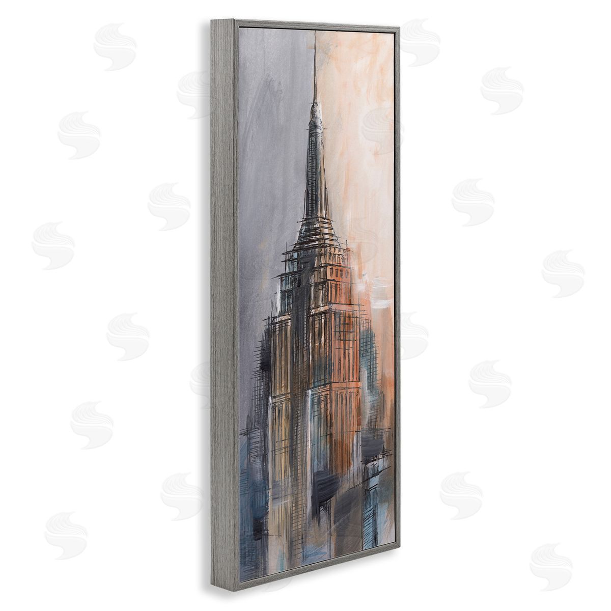 Sketched City Building Grey Frame Print Wall Art, Home Decor by Ethan Harper