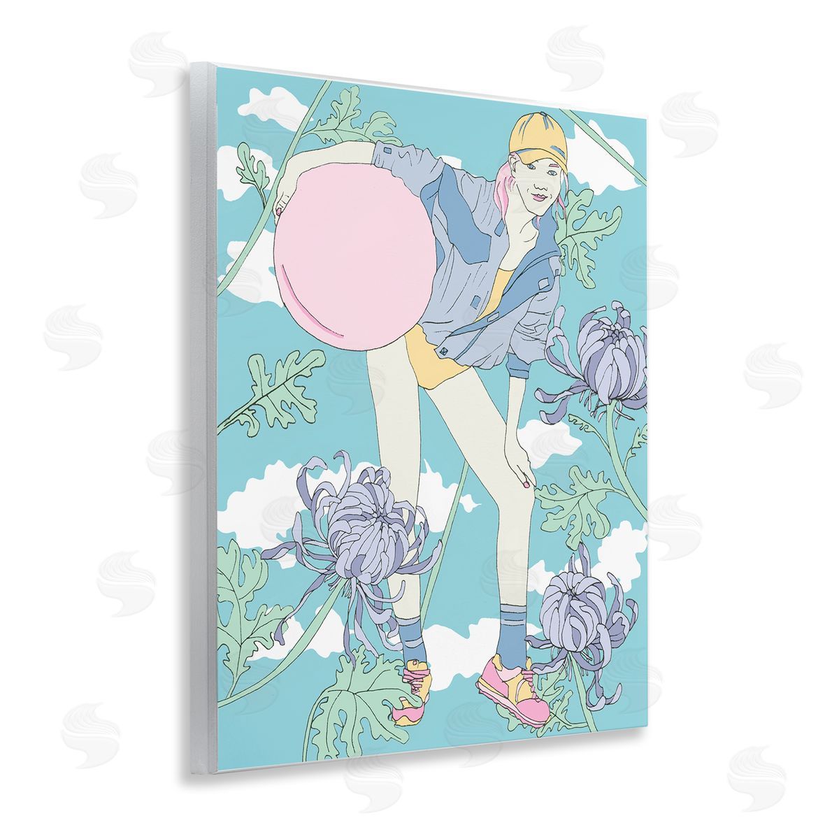 Pastel Exercise Ball Girl Wood Plaque Wall Art, Home Decor by Melissa Wang
