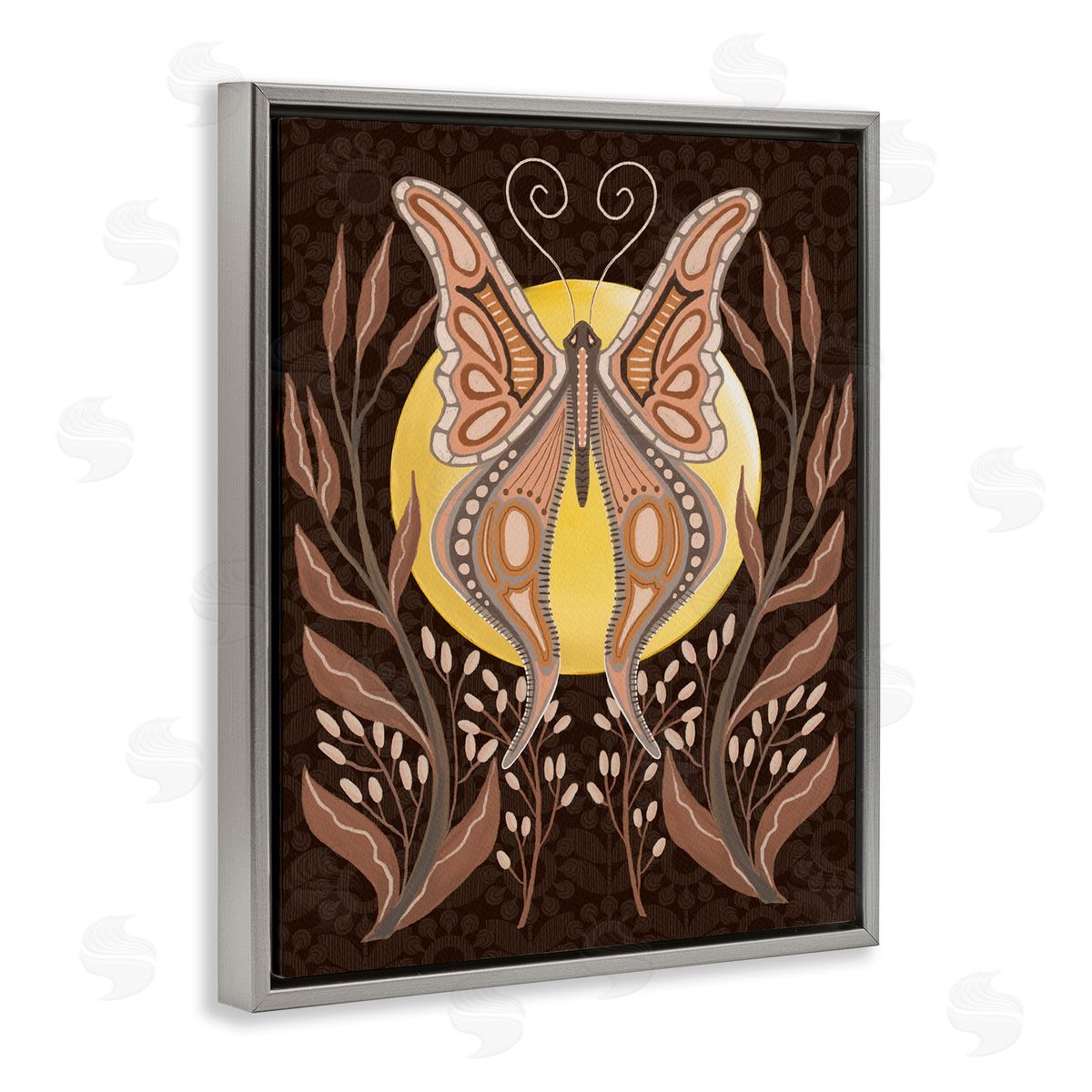 Moth & Moon Botanicals Grey Floating Frame Canvas Wall Art, Home Decor by Regina Moore