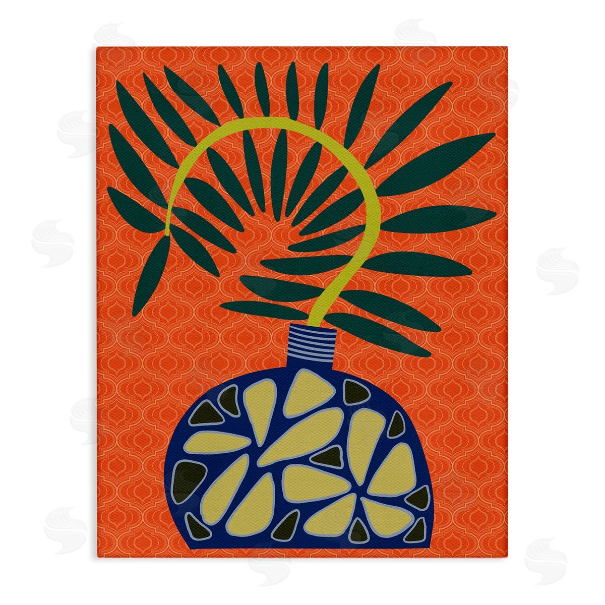 Modern Vase on Orange Canvas Wall Art, Home Decor by Regina Moore