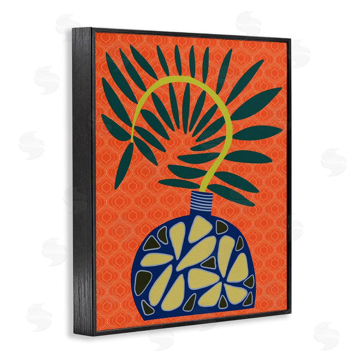 Modern Vase on Orange Black Frame Print Wall Art, Home Decor by Regina Moore
