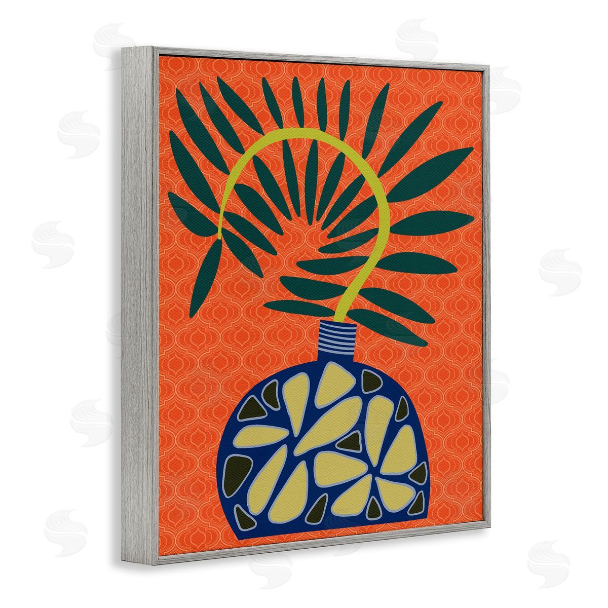 Modern Vase on Orange Grey Frame Print Wall Art, Home Decor by Regina Moore