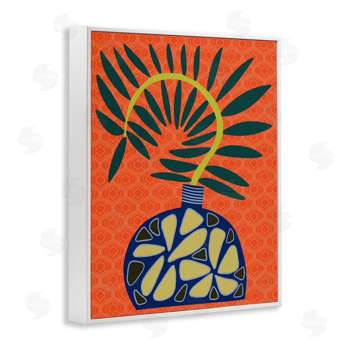 Modern Vase on Orange White Frame Print Wall Art, Home Decor by Regina Moore