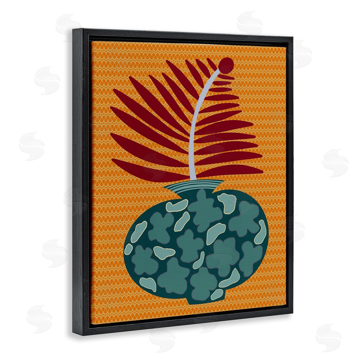 Modern Vase on Yellow Black Floating Frame Canvas Wall Art, Home Decor by Regina Moore
