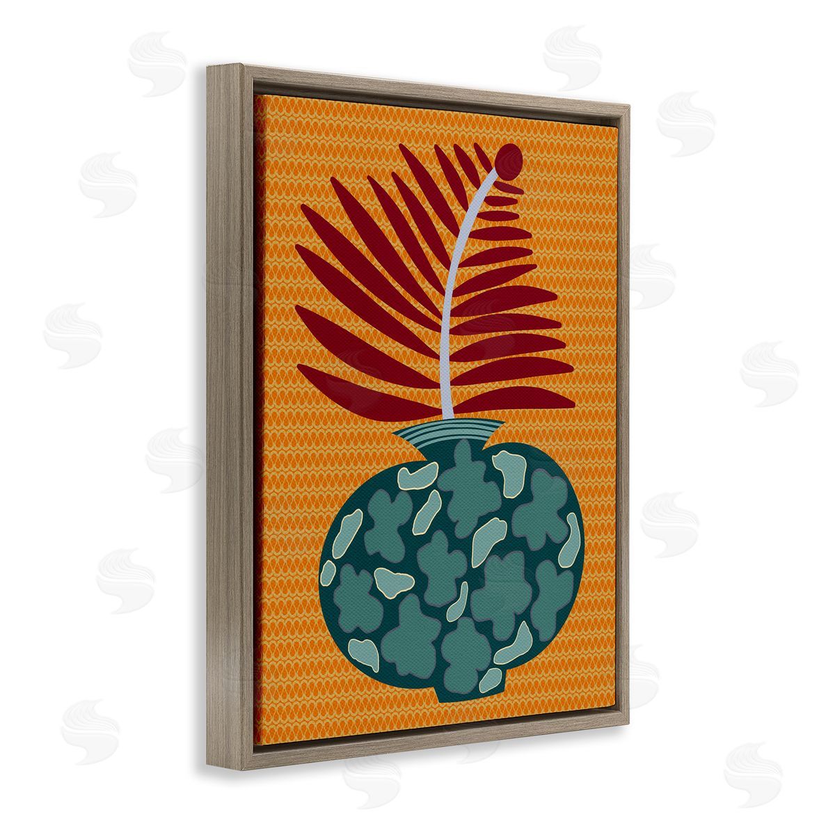 Modern Vase on Yellow Brown Floating Frame Canvas Wall Art, Home Decor by Regina Moore