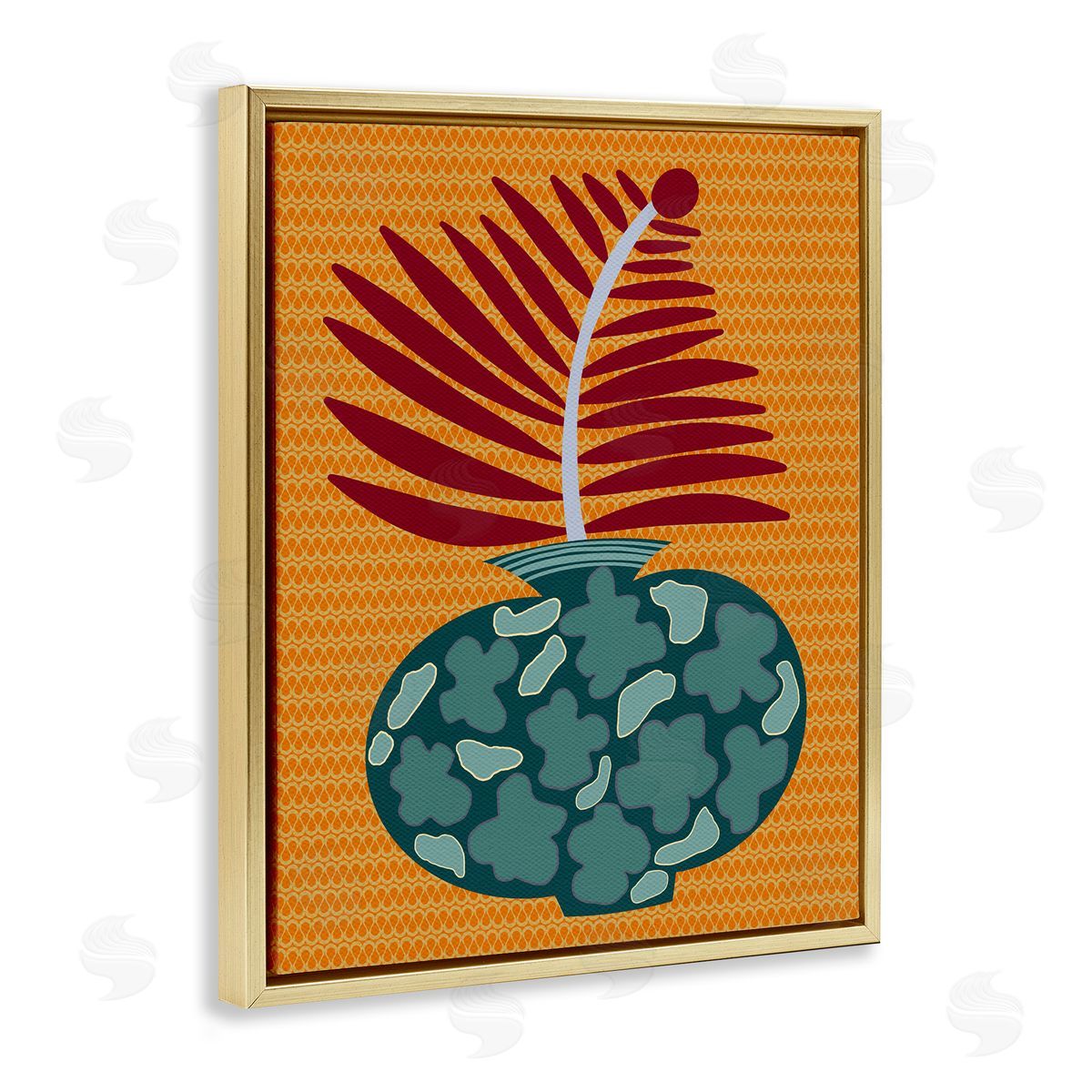 Modern Vase on Yellow Gold Floating Frame Canvas Wall Art, Home Decor by Regina Moore