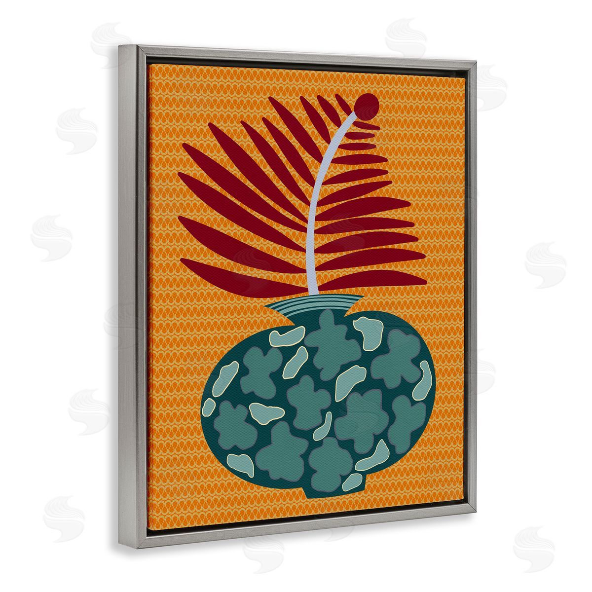Modern Vase on Yellow Grey Floating Frame Canvas Wall Art, Home Decor by Regina Moore