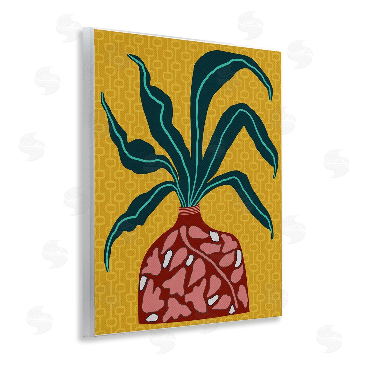 Spider Plant on Yellow Wood Plaque Wall Art, Home Decor by Regina Moore