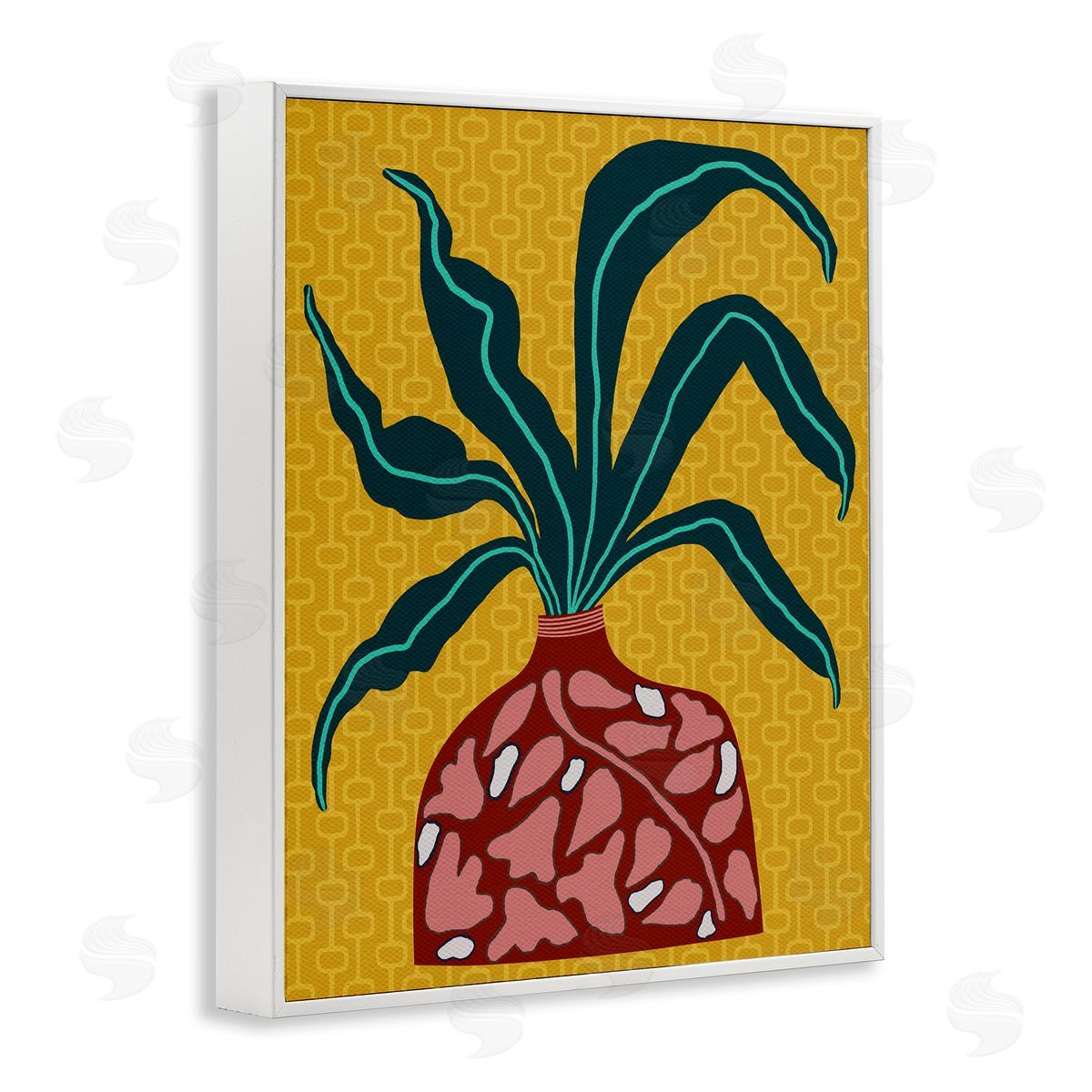 Spider Plant on Yellow White Frame Print Wall Art, Home Decor by Regina Moore