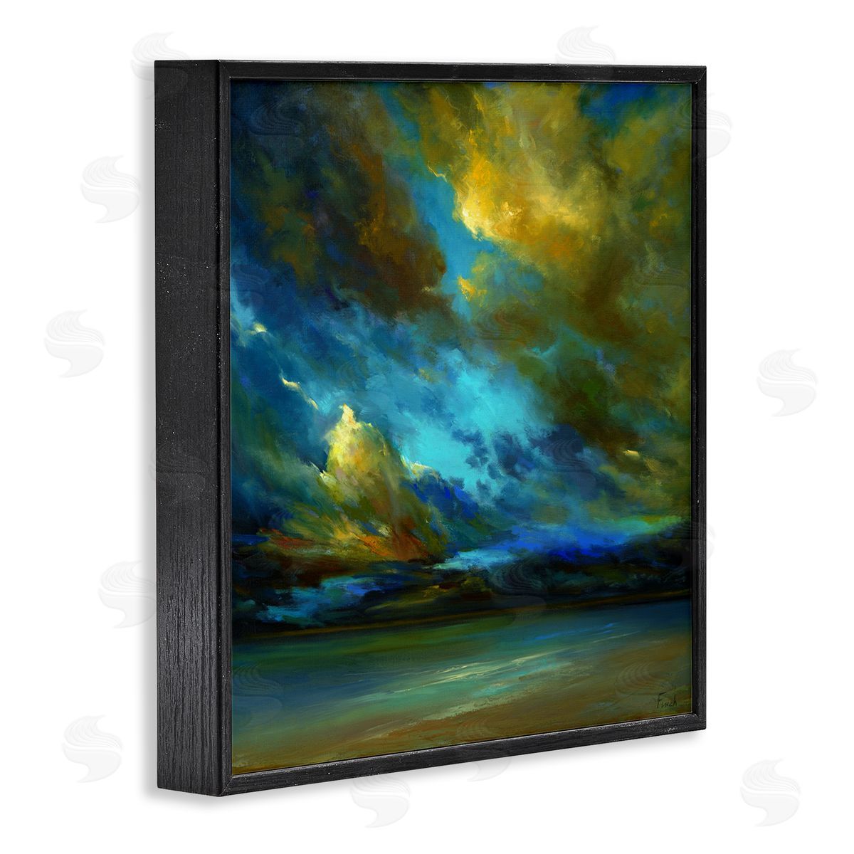 Yellow Streaked Sky Black Frame Print Wall Art, Home Decor by Sheila Finch