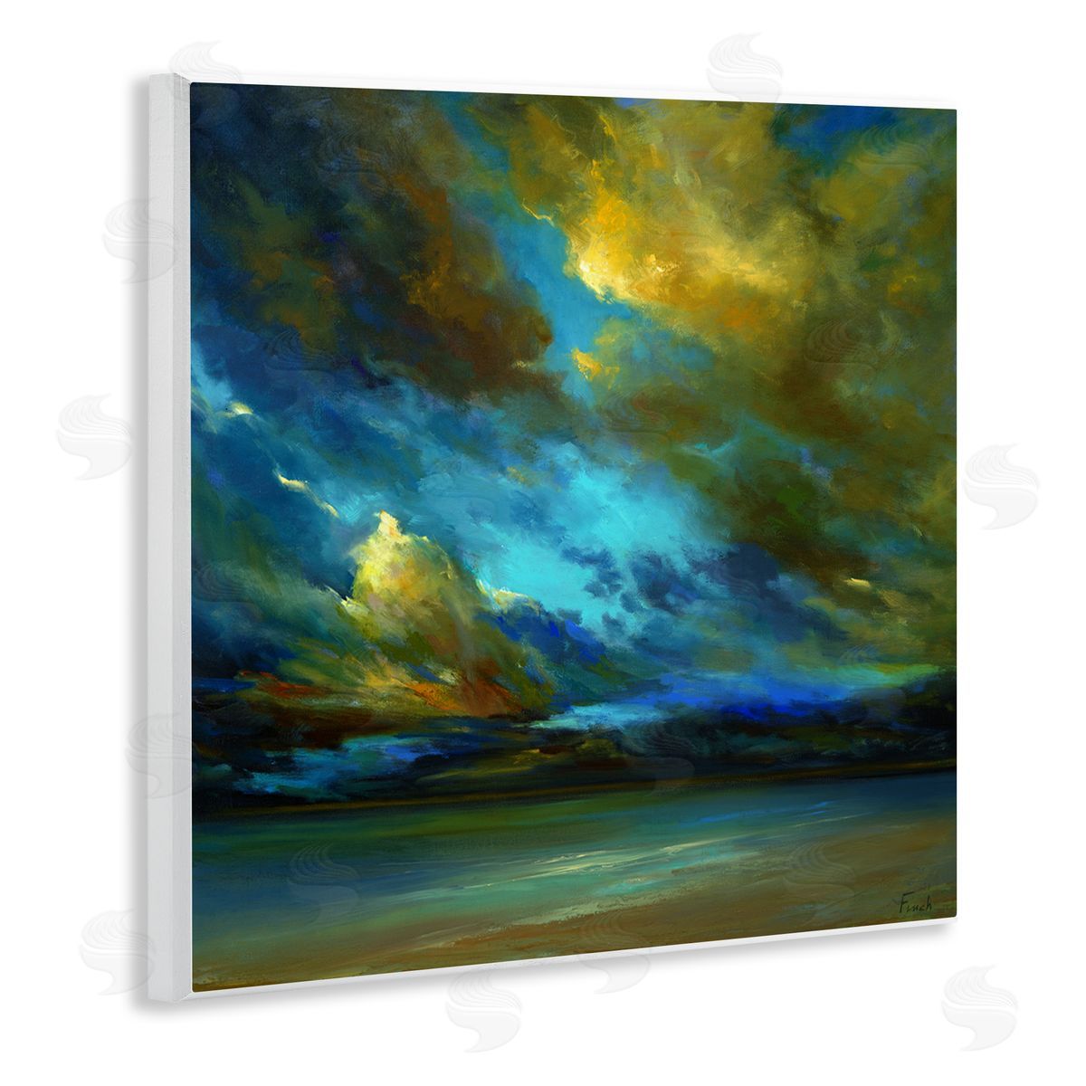 Yellow Streaked Sky Wood Plaque Wall Art, Home Decor by Sheila Finch