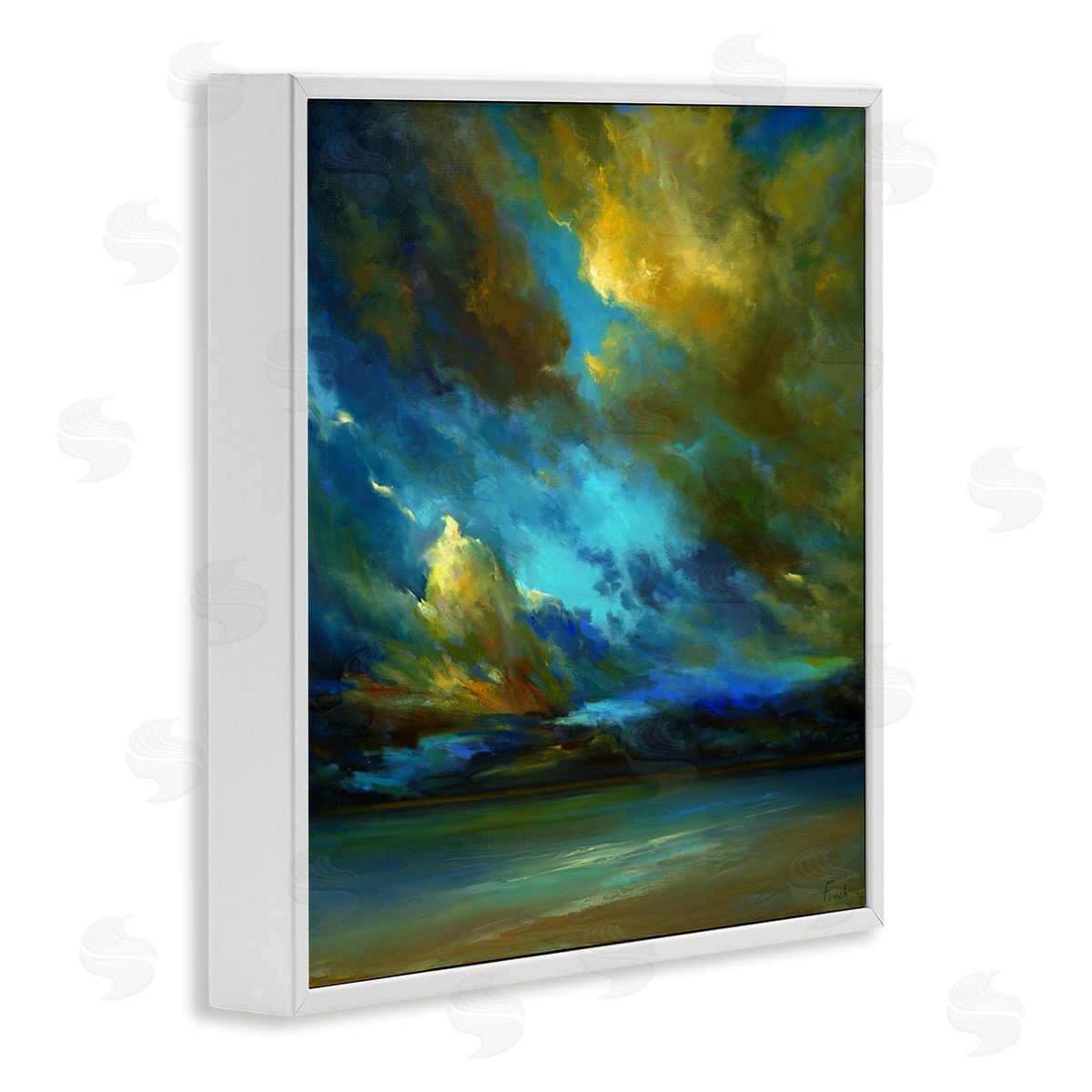 Yellow Streaked Sky White Frame Print Wall Art, Home Decor by Sheila Finch