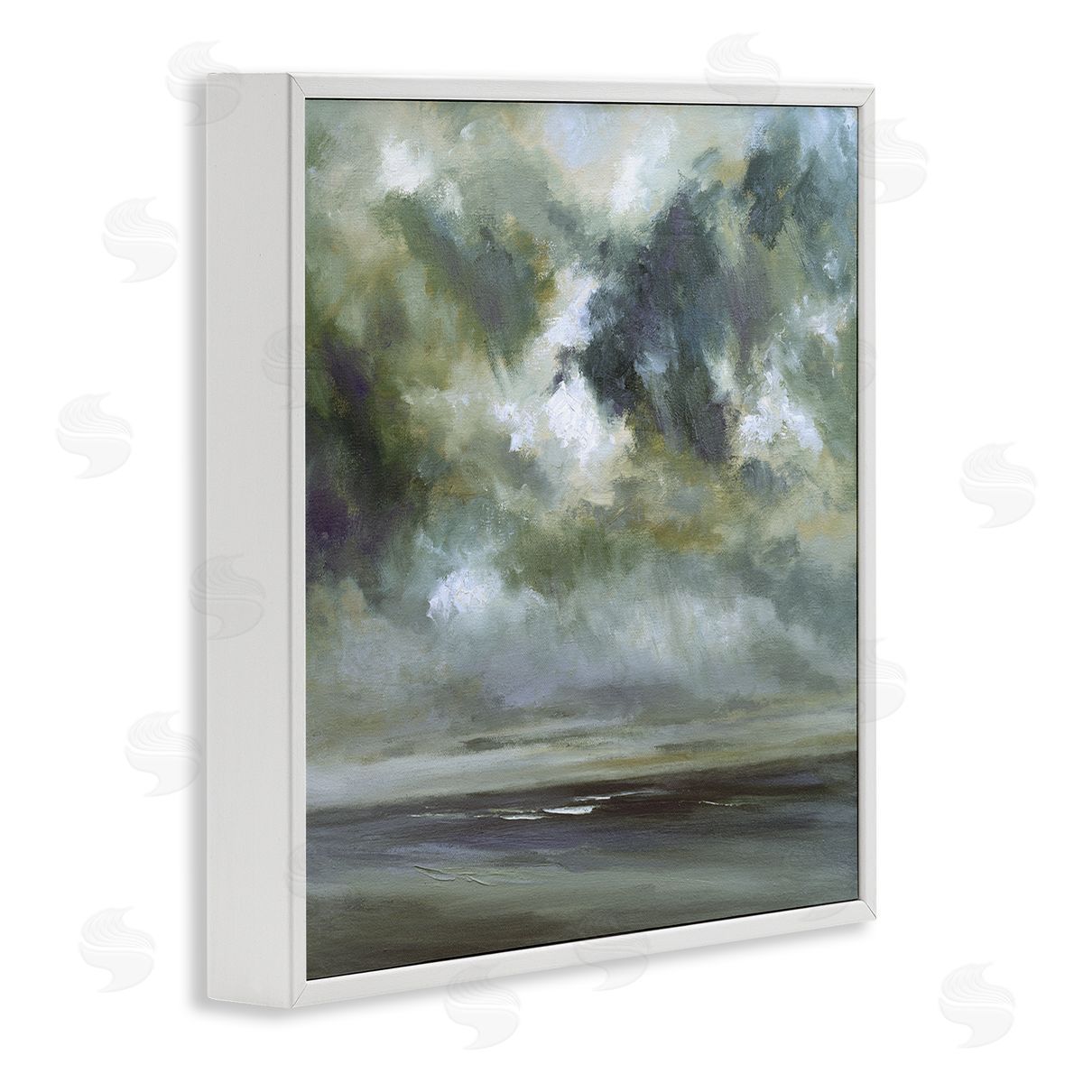 Grey Clouds over Beach White Frame Print Wall Art, Home Decor by Sheila Finch