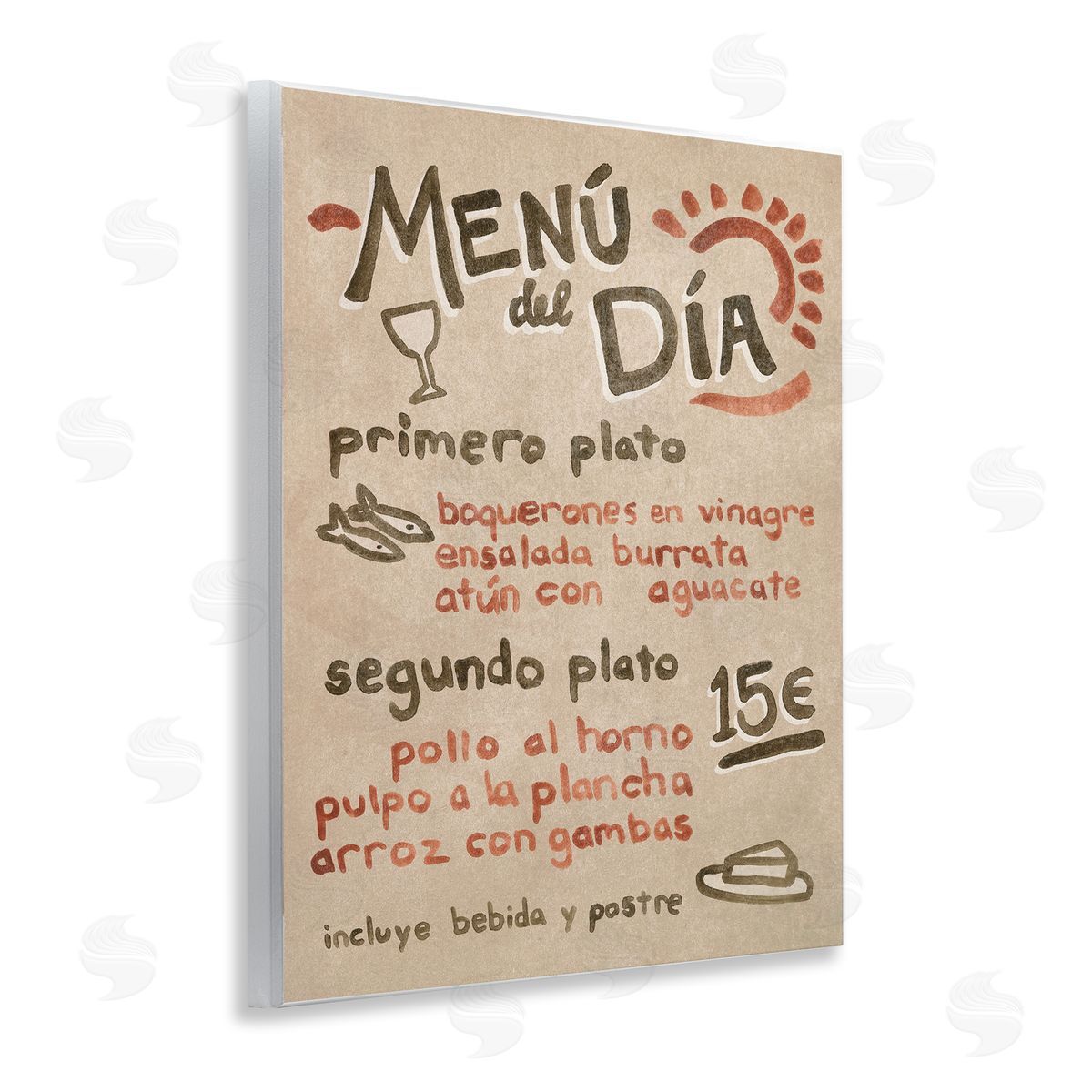 Spanish Restaurant Menu Wood Plaque Wall Art, Home Decor by June Erica Vess