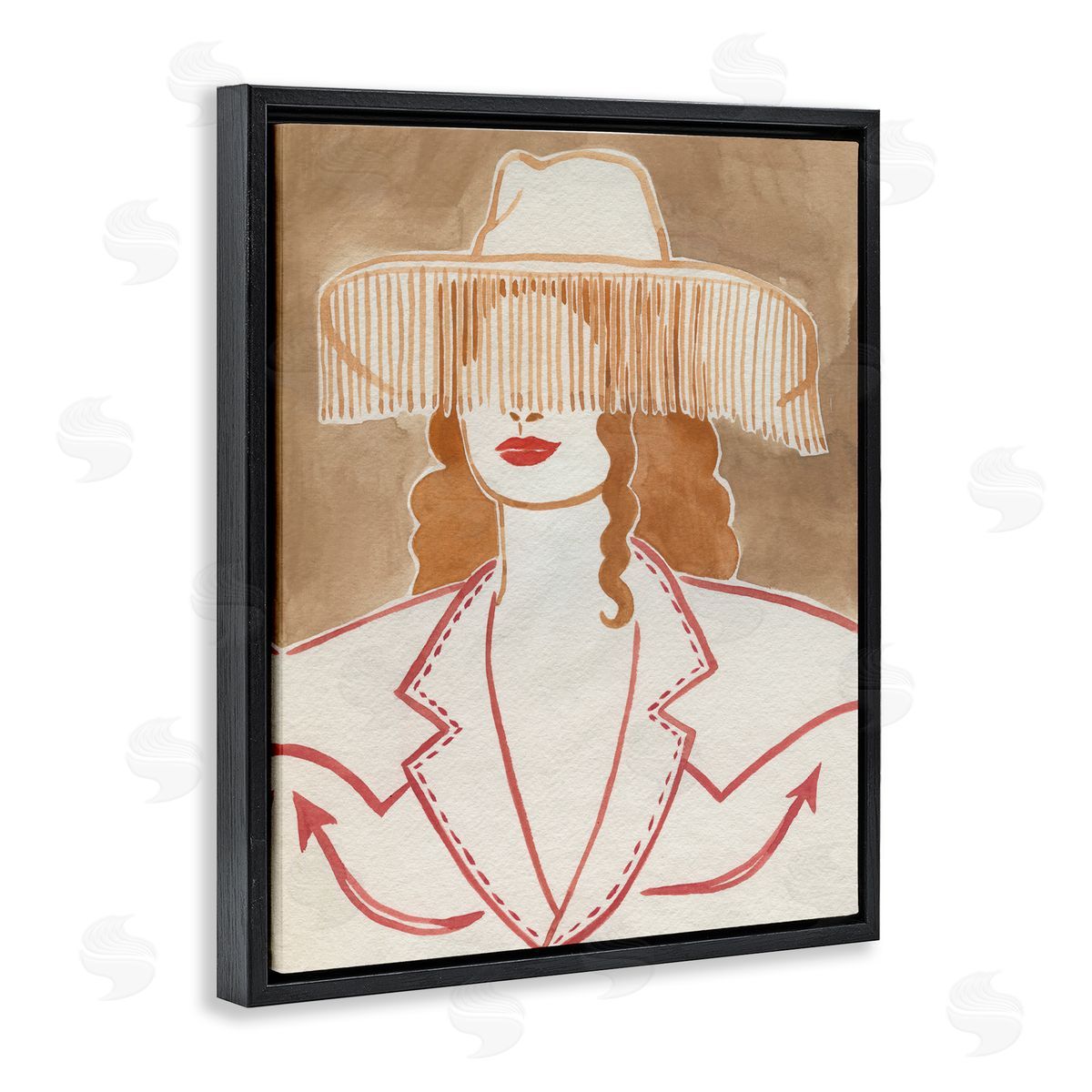 Western Cowgirl Fashion Black Floating Frame Canvas Wall Art, Home Decor by Grace Popp
