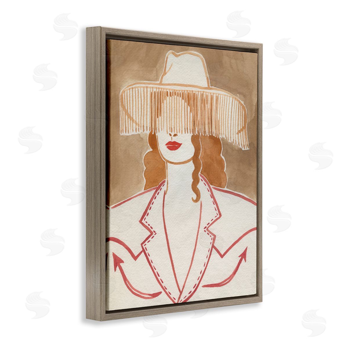 Western Cowgirl Fashion Brown Floating Frame Canvas Wall Art, Home Decor by Grace Popp